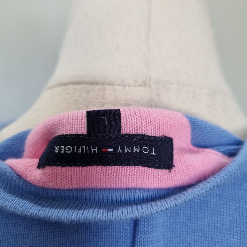 Tommy Hilfiger Blue & Pink Argyle V-Neck Cotton Knit Jumper Size L - Picture 7 of 8